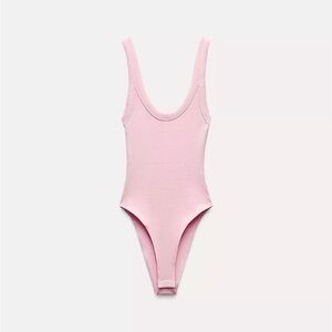 Zara Pink Ribbed Bodysuit